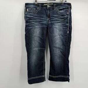 Big Star Jeans Womens 27 Blue Mid Rise Maddie Embroidered Pockets‎ Distressed